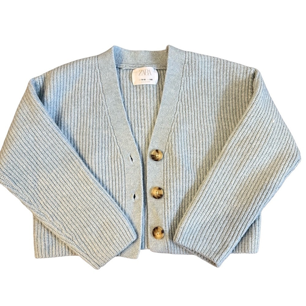 ZARA Kids Ribbed Button-Up Cardigan 9/10 - Picture 1 of 3